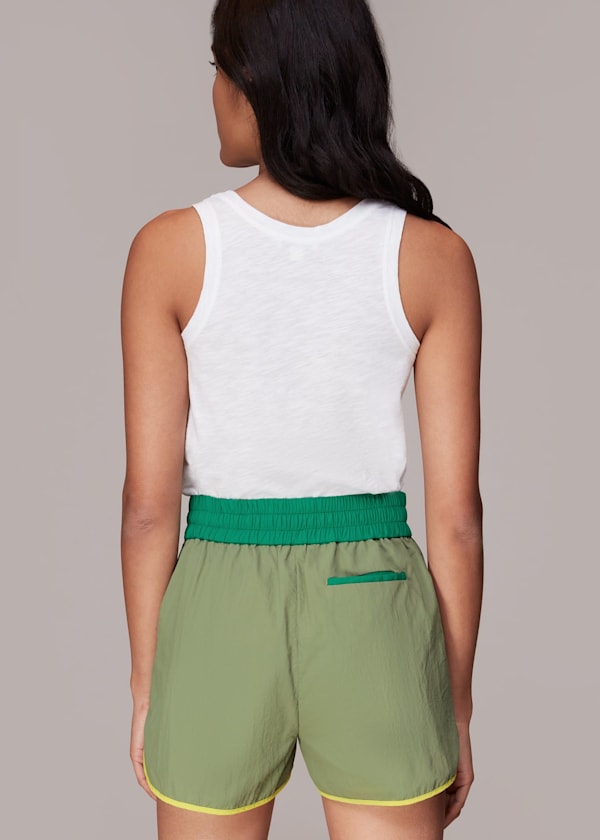 Green Colour Block Running Short